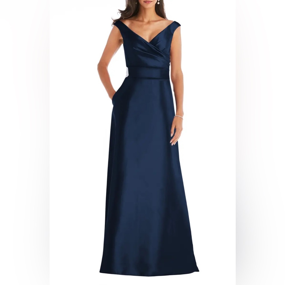 Alfred Sung Off the Shoulder Satin Gown